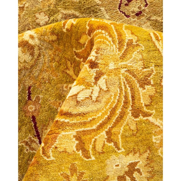 Mogul Green 12 x 18 Oriental Wool Indoor Area Rug