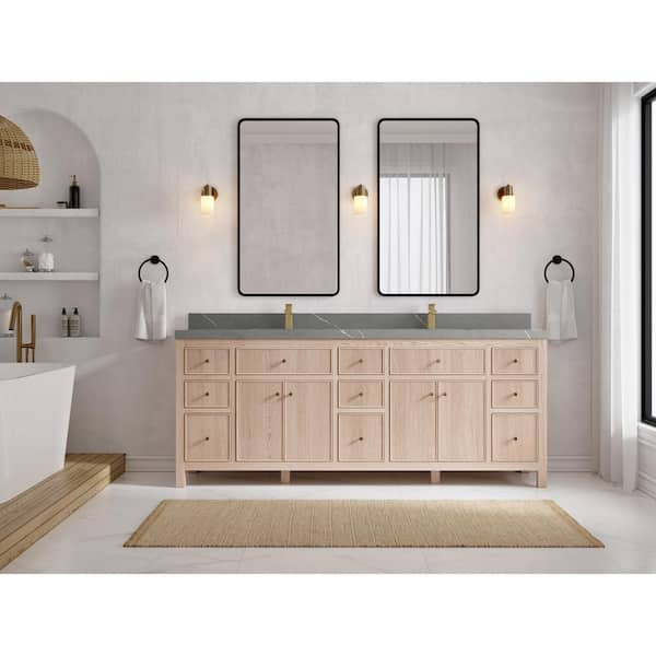 Destin 60in Cherry Dual Sink Bathroom Vanity