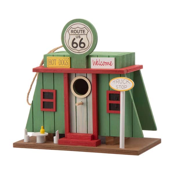 Glitzhome 9.45 in. L Wooden Truck-Shop Birdhouse