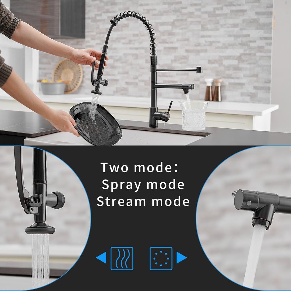 Oil Rubbed Bronze Pull-Down Kitchen Faucet with Spray