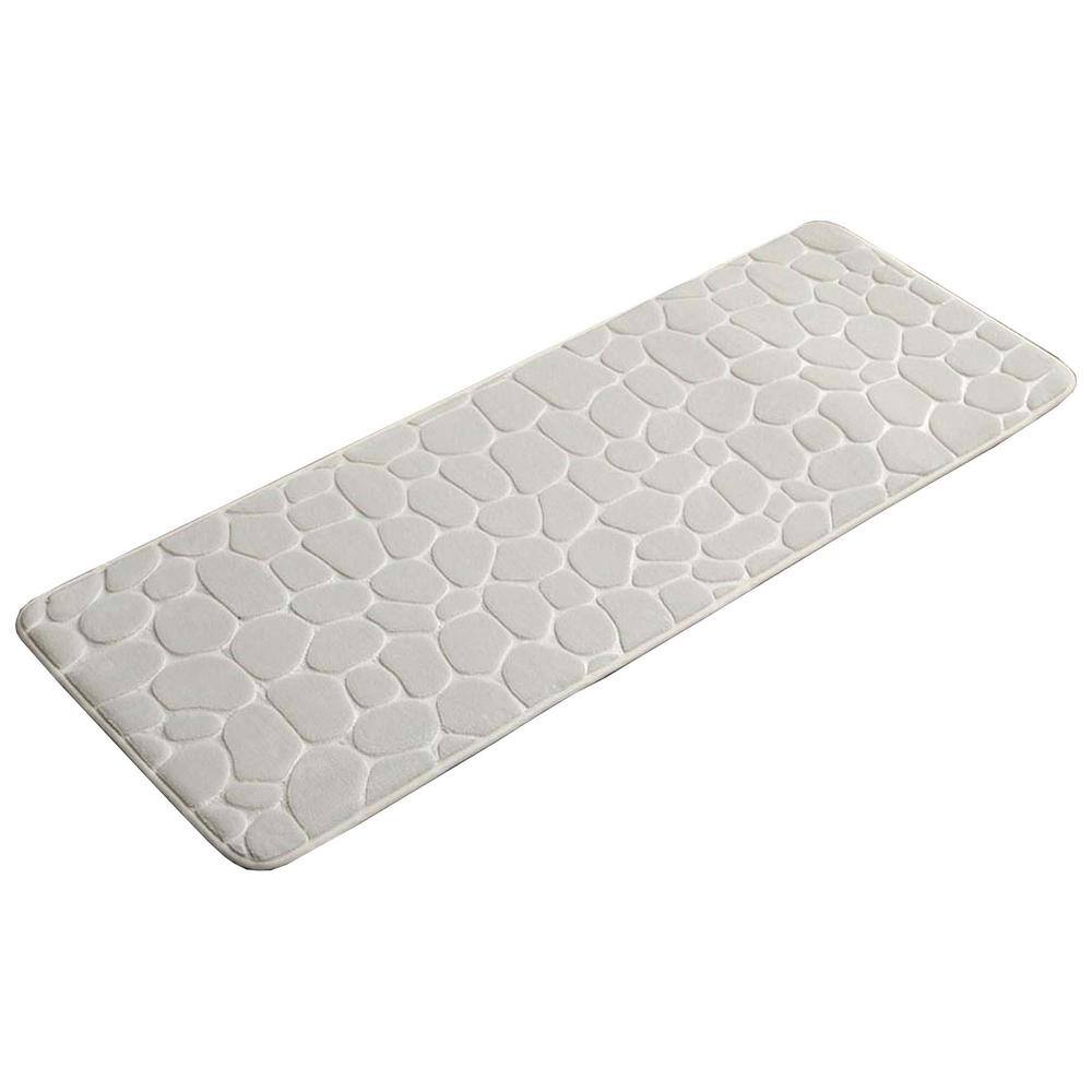 Beige Memory Foam Pebble Design Runner Mat for Bathroom