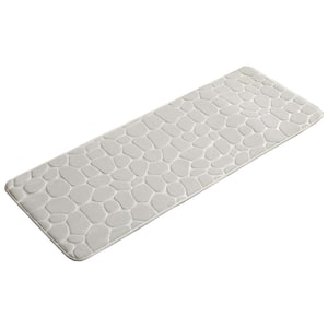 Bath Rug 18 in. x 48 in. Beige Microfiber Memory Foam Bath Runner Mat