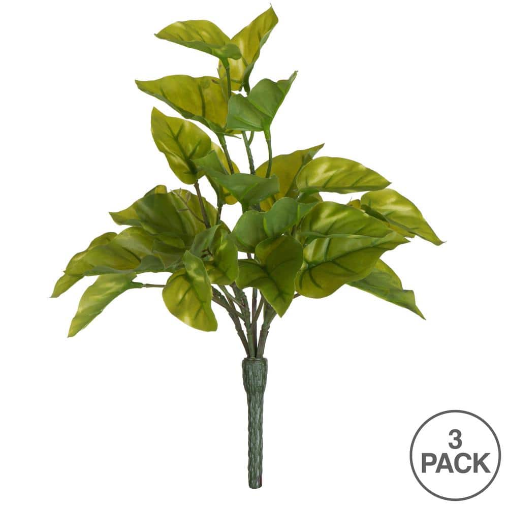 Evergreen Elegance 12" Faux Pothos Bush Trio for Outdoor Decor