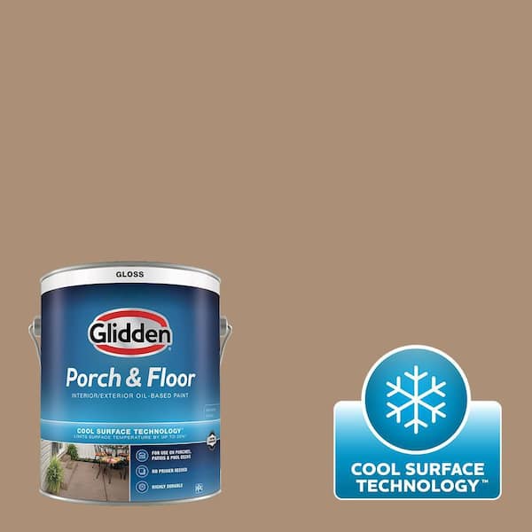 Glidden Porch and Floor 1 gal. PPG1085-5 Sauteed Mushroom Gloss Interior/Exterior Porch and Floor Paint with Cool Surface Technology