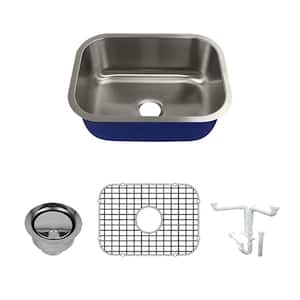 Meridian All-In-One Undermount Stainless Steel 23.125 in. Single Bowl Kitchen Sink in Brushed Stainless Steel