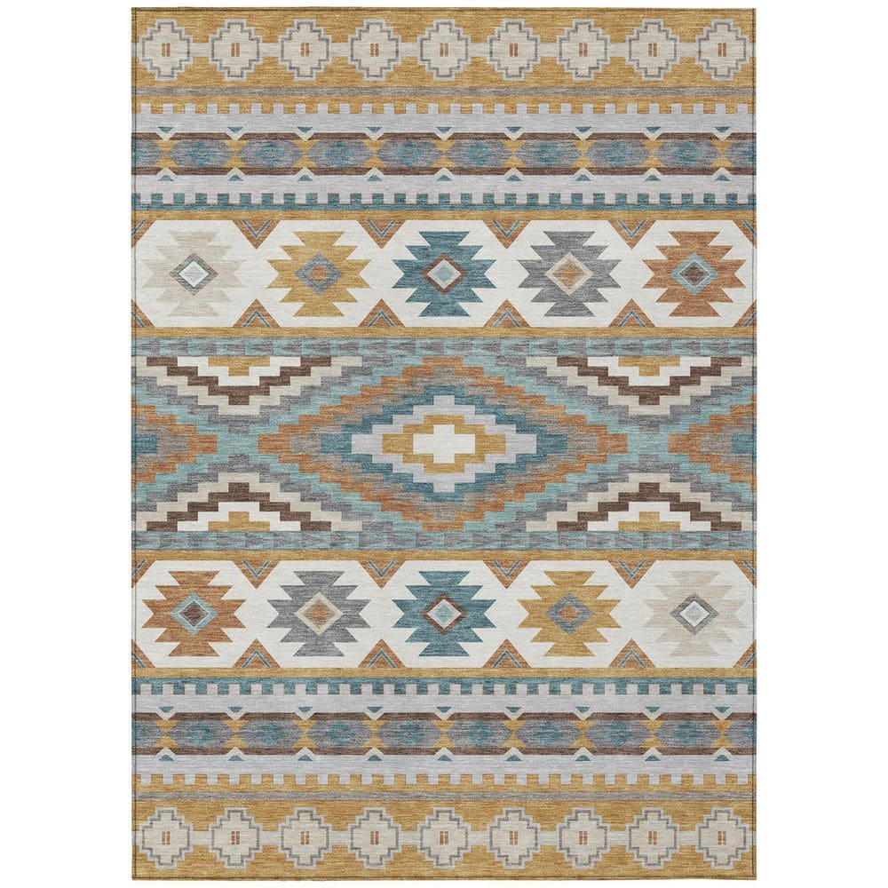 Chantille Machine Washable Indoor/Outdoor Abstract ACN2539 Gold 3 ft. x 4 ft. Area Rug price history on PriceWatchPro
