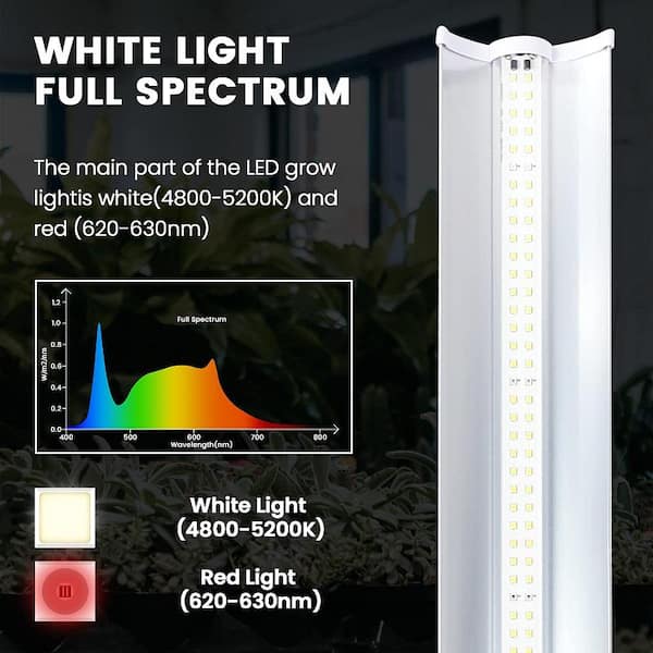iPower 2 ft. LED Grow Light Stand Natural White Full Spectrum for