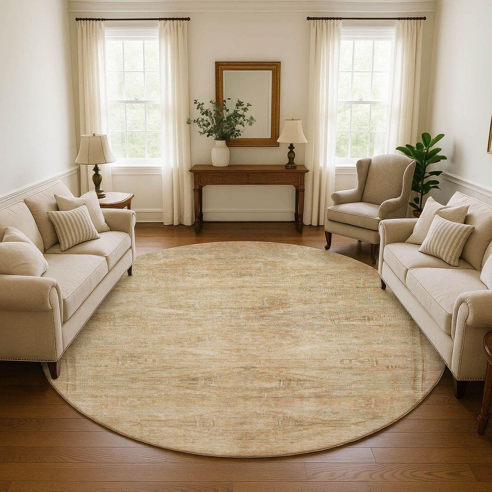 Mayfield Premium Machine Washable Abstract AMF1631 Linen 8 ft. x 8 ft. Round Rug price history on PriceWatchPro