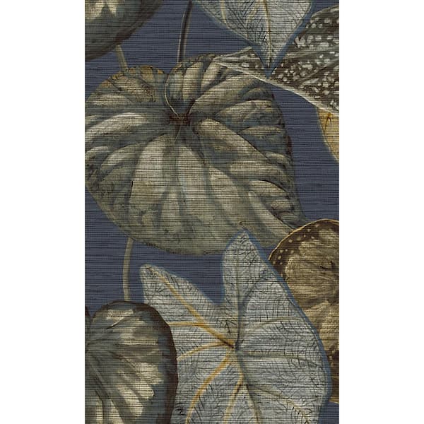 Tropical Leaves Blue Non-Woven Paste the Wall Textured Wallpaper 57 sq. ft.