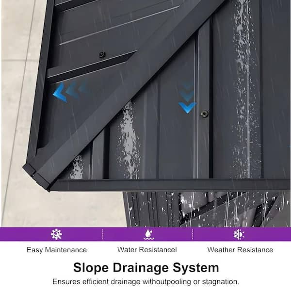 雨に撃たれる☔クロ 25✖️20パネルキャンバス PURPLE LEAF 8 ft. x 8 ft. Gray Aluminum Hardtop Gazebo Canopy with