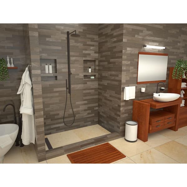 Redi Trench 48 in. x 72 in. Single Threshold Shower Base with Left Drain and Oil Rubbed Bronze Trench Grate