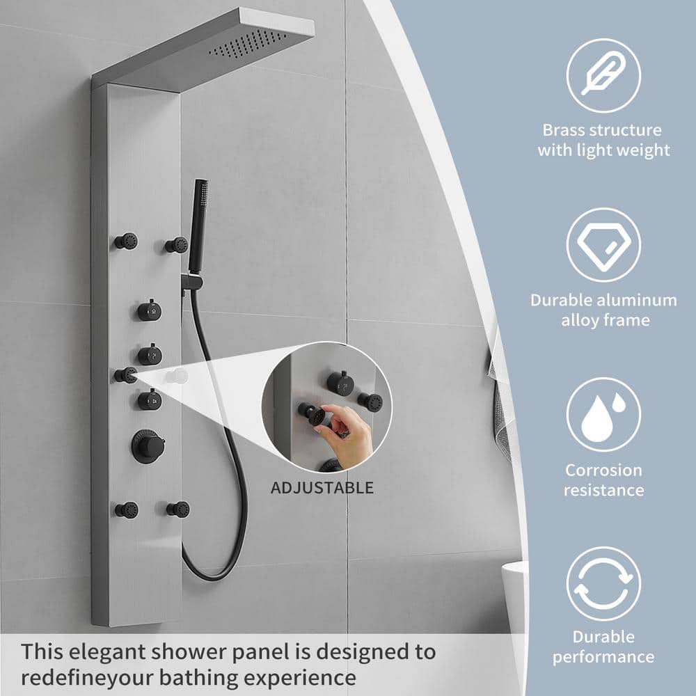 Black Nickel Multi-Function Rainfall Shower Panel System with Body Jets