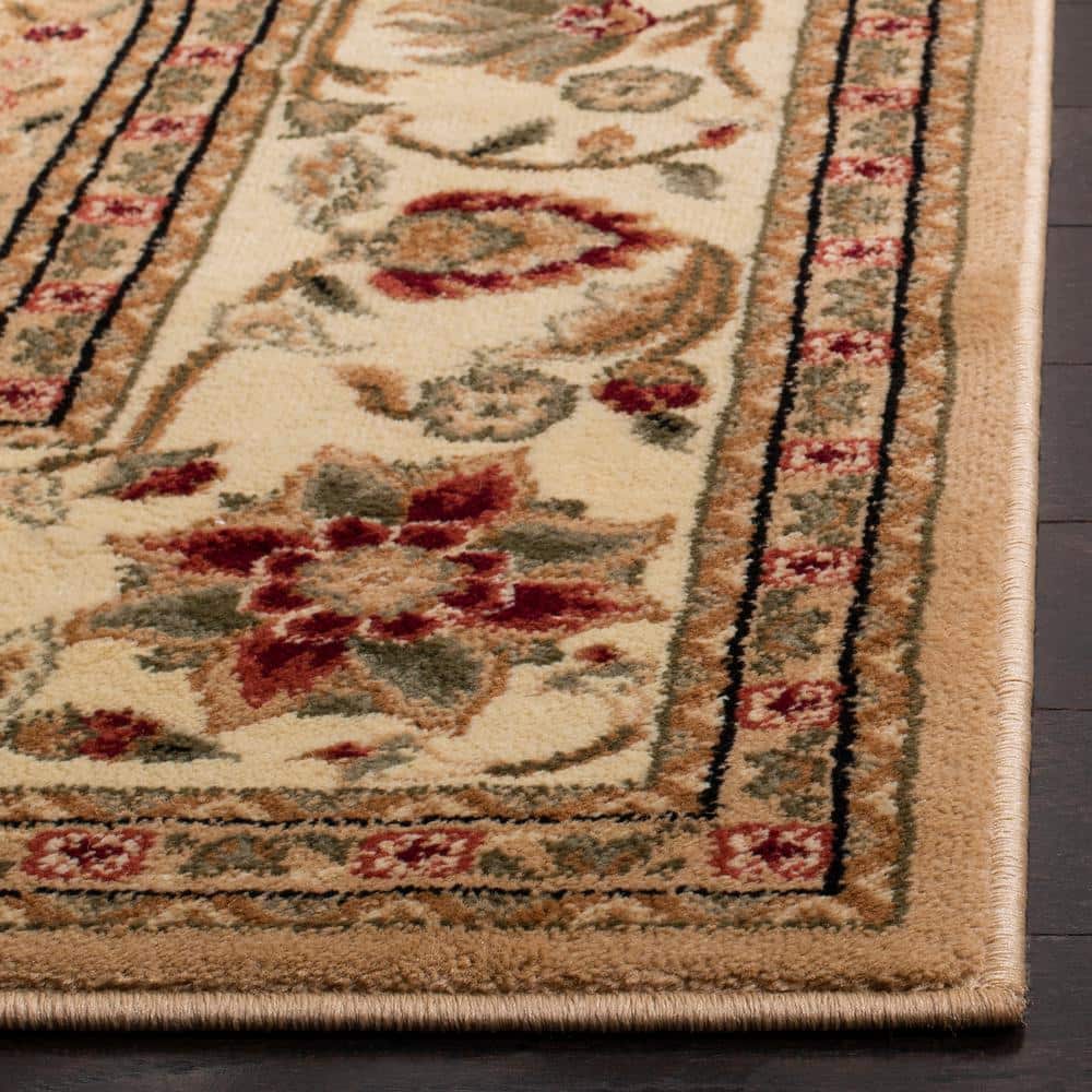 Handmade Ivory Floral Rectangular Synthetic Area Rug