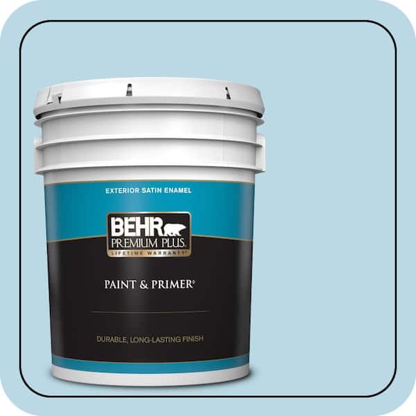 BEHR PREMIUM PLUS 5 gal. #M490-1 Breezy Blue Satin Enamel Exterior Paint & Primer