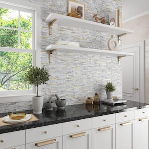 Stack White and Silver 11.6 x 11.5 Peel and Stick Backsplash Tile for Kitchen and Bathroom (9.26 Sq. / Case)