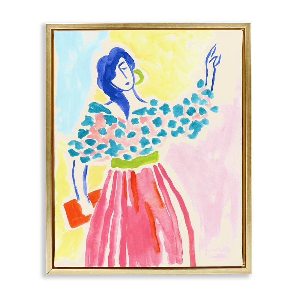 Woman in Bold Dress by June Erica Vess Gold Floater Frame People Graphic Art Print 31 in. x 25 in. price history on PriceWatchPro