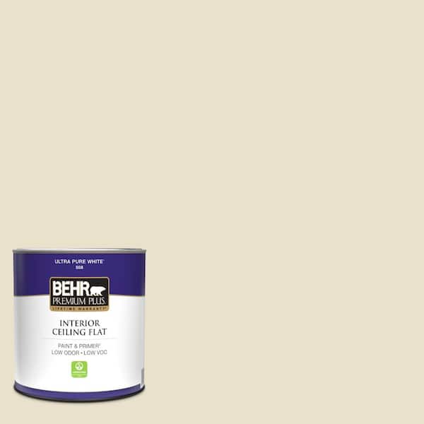 BEHR PREMIUM PLUS 1 qt. #760C-2 Country Beige Ceiling Flat Interior Paint