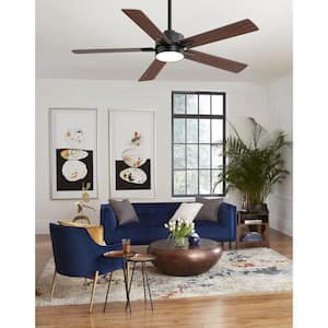 Charlie 52 in. Integrated LED Indoor Black Ceiling Fans with Light and Remote Control Included