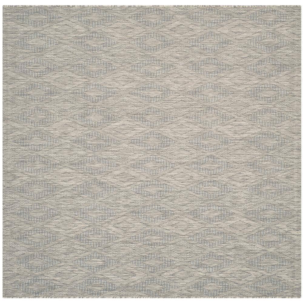 Gray Geometric Low Pile Square Indoor/Outdoor Area Rug