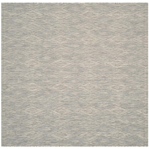 Courtyard Gray 9 ft. x 9 ft. Square Solid Color Diamond Indoor/Outdoor Area Rug