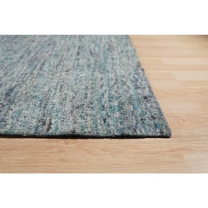 Blue Mix 10 ft. x 14 ft. Hand-Knotted Natural Silk Contemporary Natural Silk Grass Design Area Rug