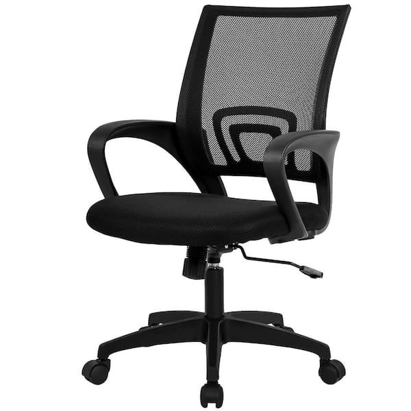 Furniture of America Henry Mesh Cushioned Ergonomic Desk Chair in Black With Non-Adjustable Arms