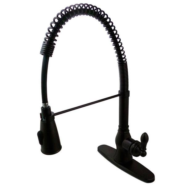 Kingston Brass Single-Handle Pull-Down Sprayer Kitchen Faucet with Spring Spout in Oil Rubbed Bronze