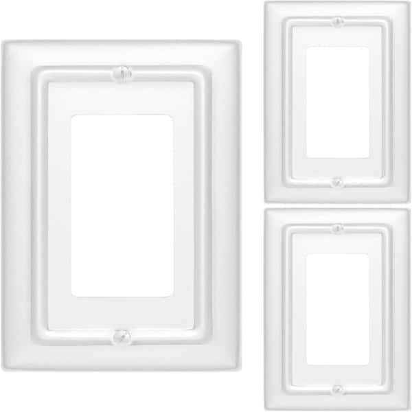 Architectural 1-Gang Classic White Single Decorator / Rocker Metal Wall Plate (3-Pack)