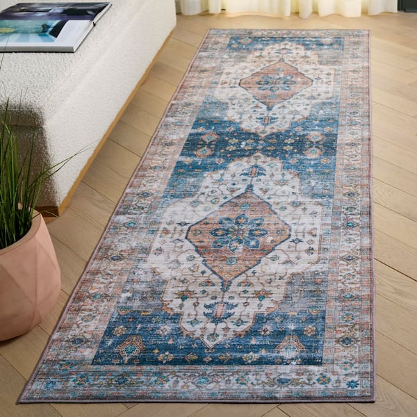Arizona 3 ft. x 8 ft. Light Brown/Blue Medallion Runner Rug