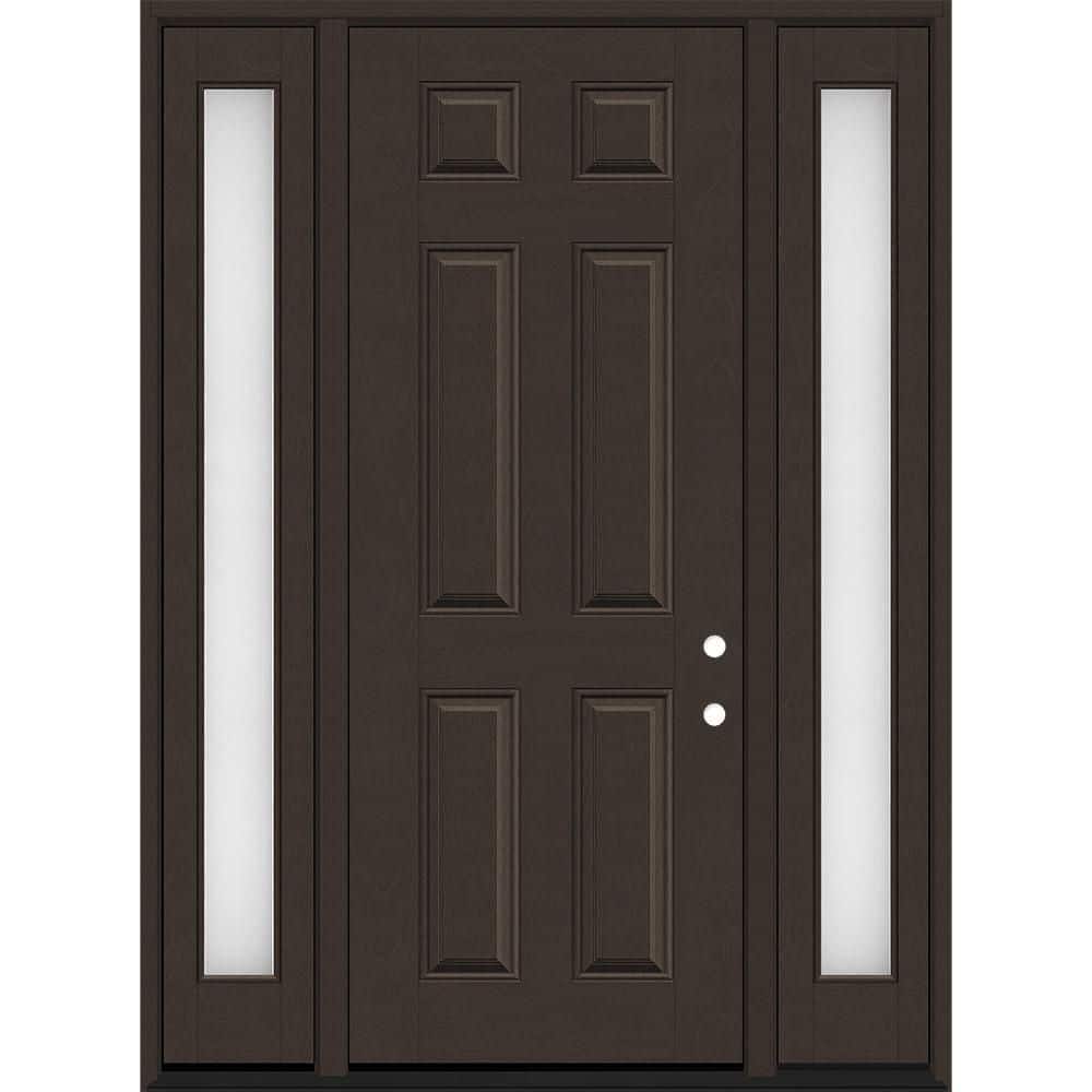 Regency 68 in. x 96 in. 6 Panel LHIS Hickory Stain Mahogany Fiberglass Prehung Front Door w/Clear14in. SLs 4-9/16 price history on PriceWatchPro