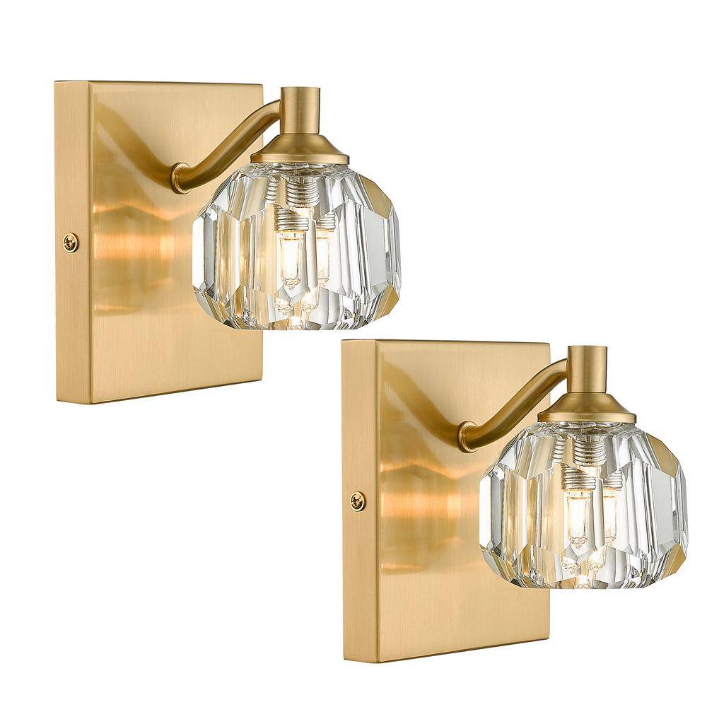 pasentel Modern 4.25 in. 1 Light Gold Bathroom Vanity Light Over Mirror