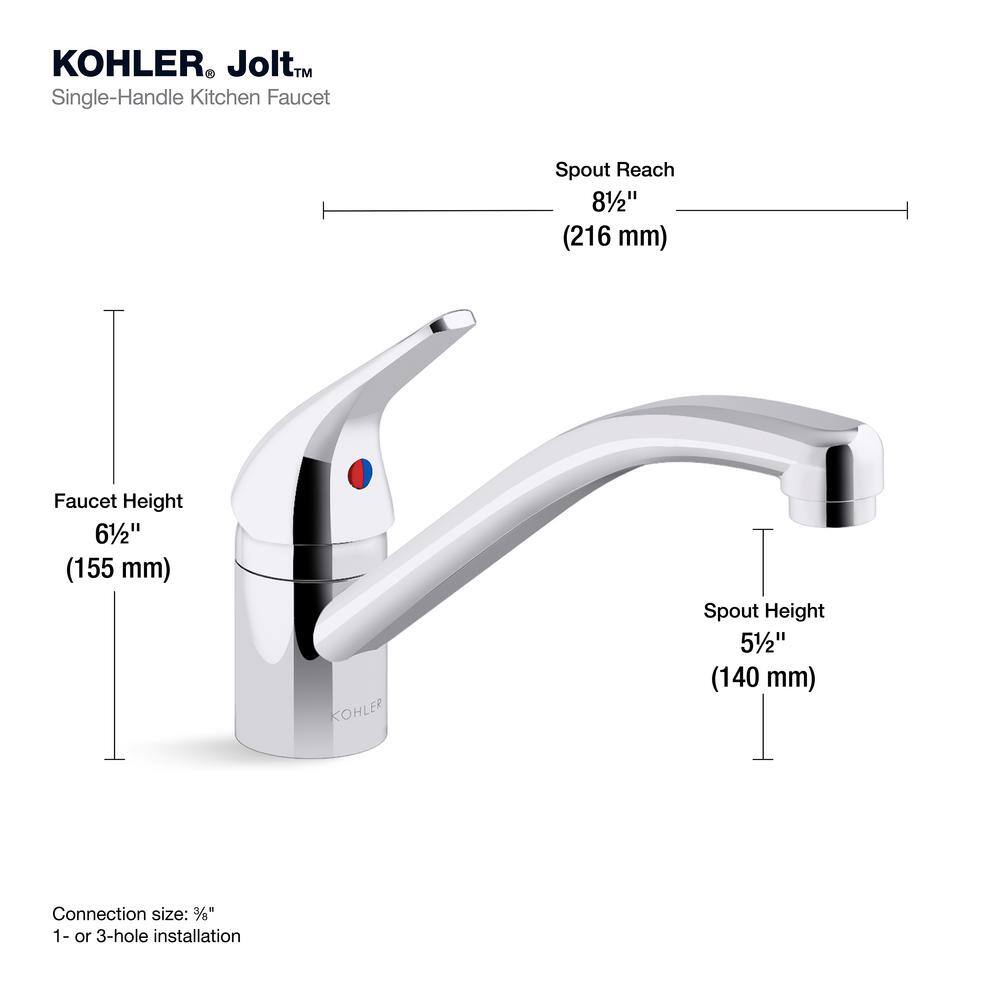 Polished Chrome Single Handle Kitchen Faucet with Lever