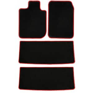 Ford Explorer Black with 4-Piece Red Edging Carpet Car Mats/Floor Mats, Custom Fit for 2006-2010 - 4 Row