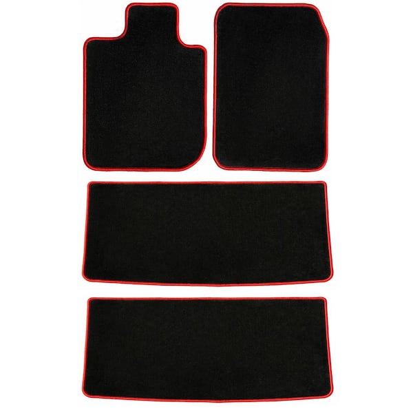 GGBAILEY Ford Explorer Black with 4-Piece Red Edging Carpet Car Mats/Floor Mats, Custom Fit for 2006-2010 - 4 Row