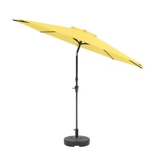 10 ft. Aluminum Wind Resistant Market Tilting Patio Umbrella and Base in Yellow
