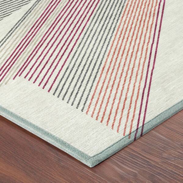 Chantille Machine Washable Indoor/Outdoor Abstract ACN2840 Ivory 8 ft. x 8 ft. Round Rug