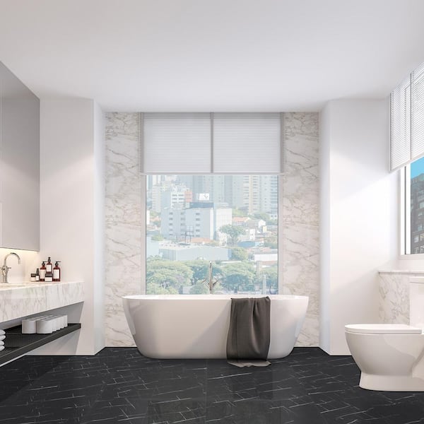 TerraCore Nero Marquina 22 MIL x 12 in. W x 24 in. L Click Lock Waterproof Vinyl Tile Flooring (16 sqft/case)