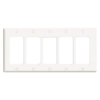 White 5-Gang Decorator/Rocker Wall Plate (1-Pack)