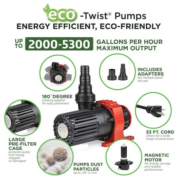 Eco-Twist Energy-Saving Pump with Controller 5300GPH with 33' Cord