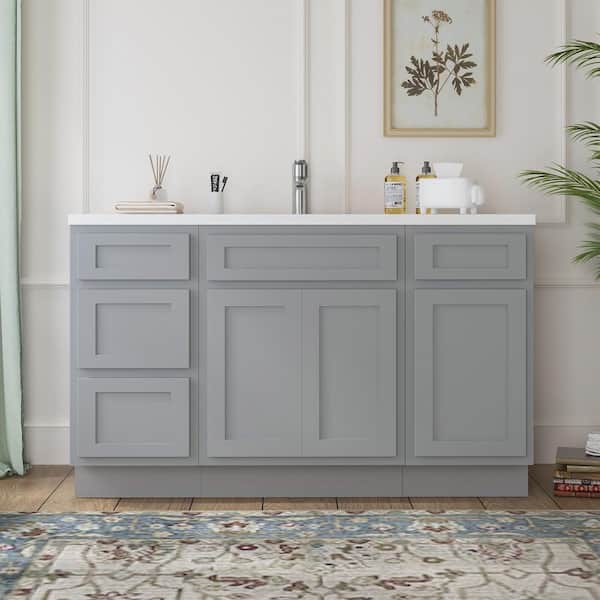 Vanity Art 54 in. W x 21 in. D x 32.5 in. H Bath Vanity Cabinet without Top in Gray