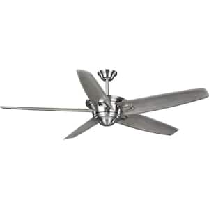 Caleb Collection 68 in. 5-Blade Brushed Nickel AC Motor Transitional Ceiling Fan