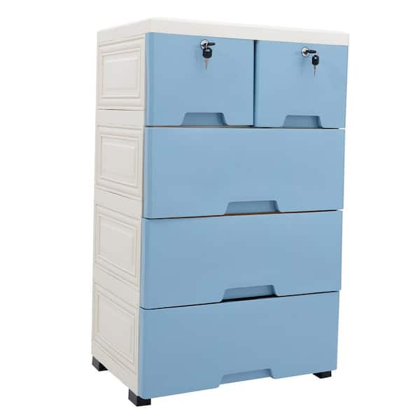 YIYIBYUS 33.07 in. x 17.72 in. 5-Color Plastic Bedroom Storage Cabinet with  5 Drawers and Wheels HG-HS6950-925 - The Home Depot