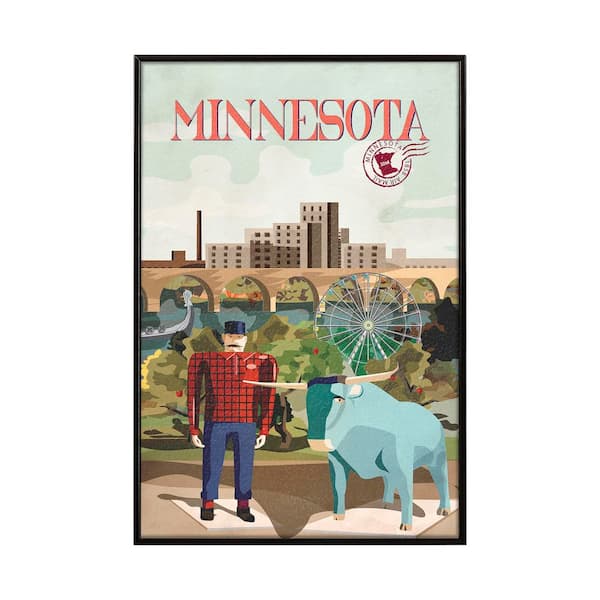 Minnesota Go Series Black Framed Wall Art 15.5 in. x 10.5 in.