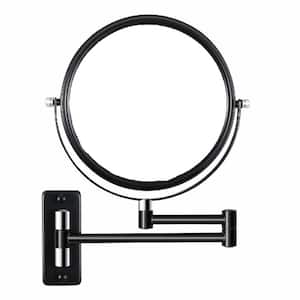 16.8 in. W x 11.9 in. H Small Round 1x/10x Magnifying Wall Mounted Bathroom Makeup Mirror in Black