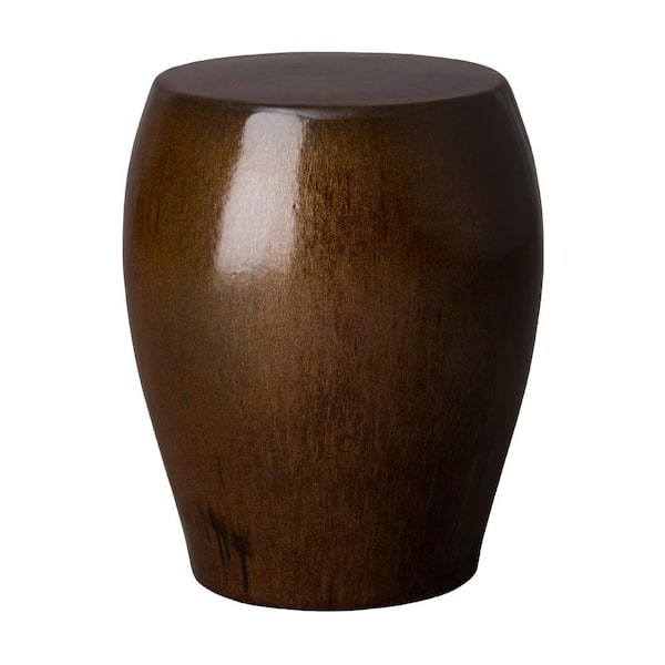 Emissary Seiji 18 in. H Mocha Pearl Round Ceramic Garden Stool