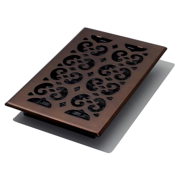 Decor Grates 6 in. x 10 in. Scroll Rub Bronze Floor Register