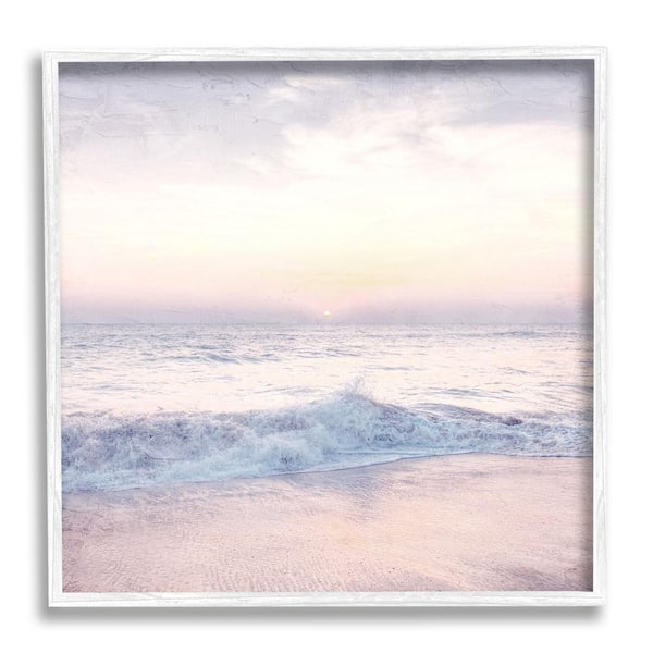 The Stupell Home Decor Collection Crashing Beach Waves Morning Sunrise Design By Ann Bailey Framed Nature Art Print 24 in. x 24 in.