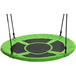 Giant 40 in. Green Web Fabric Outdoor Family Play Saucer Swing with 84 in. Rope