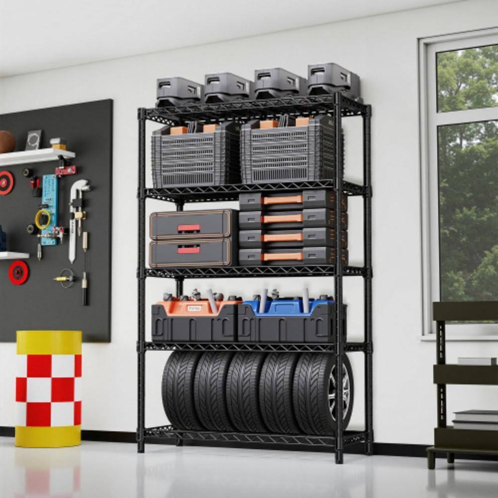 Otryad 5-Tier Utility Shelving Unit, 1750 lbs. Capacity Steel Organizer ...