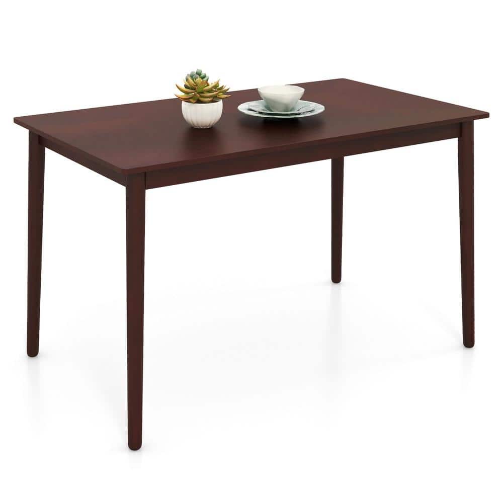Modern Mid-Century Rectangular Dining Table 48 in, Wood Veneer Top with Rubber Wood Legs Seats 4
